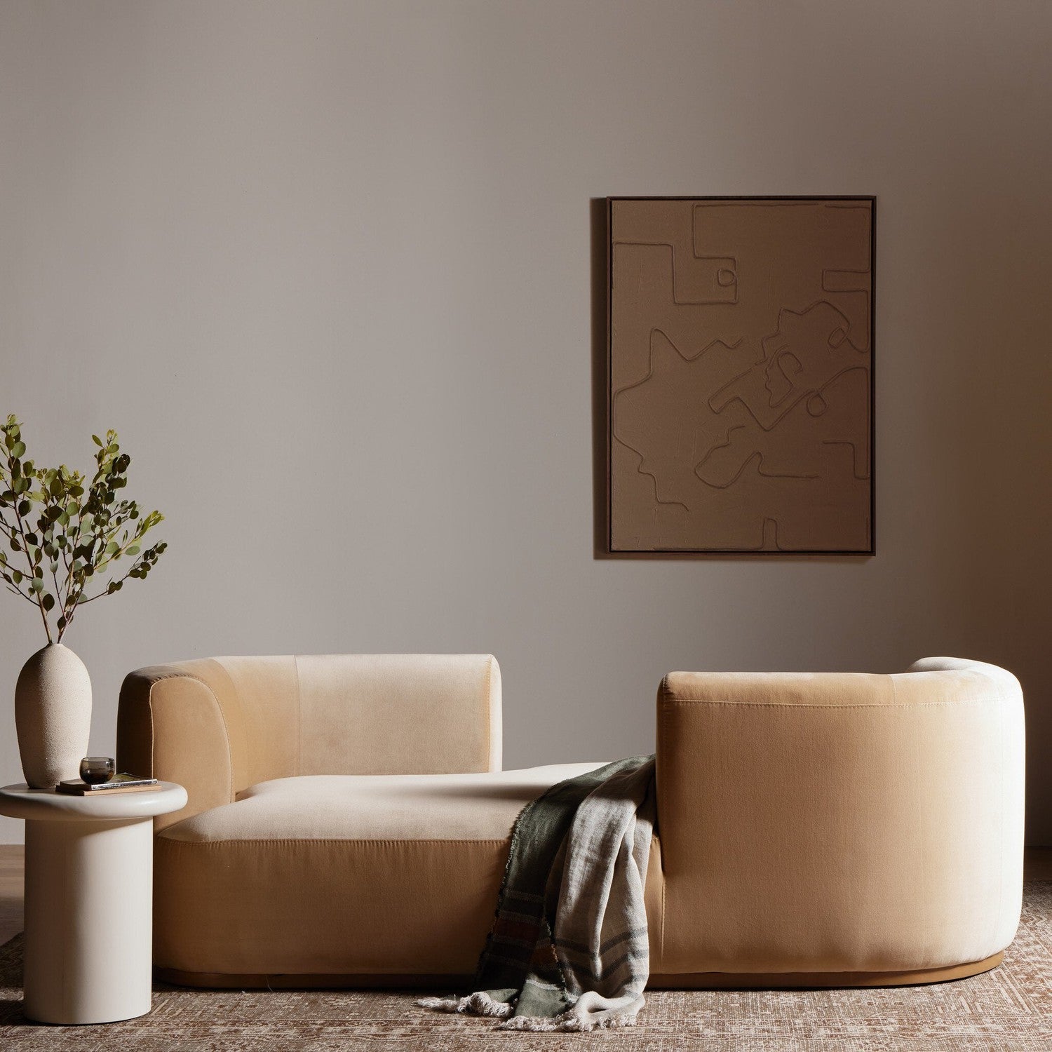 Deandra Tete A Tete Chaise - Surrey Camel