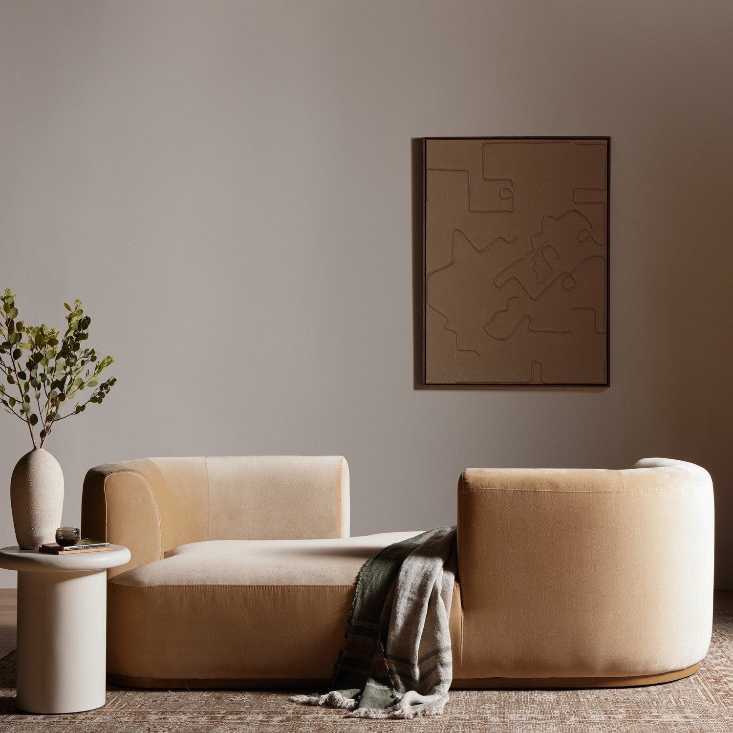 Deandra Tete A Tete Chaise - Surrey Camel