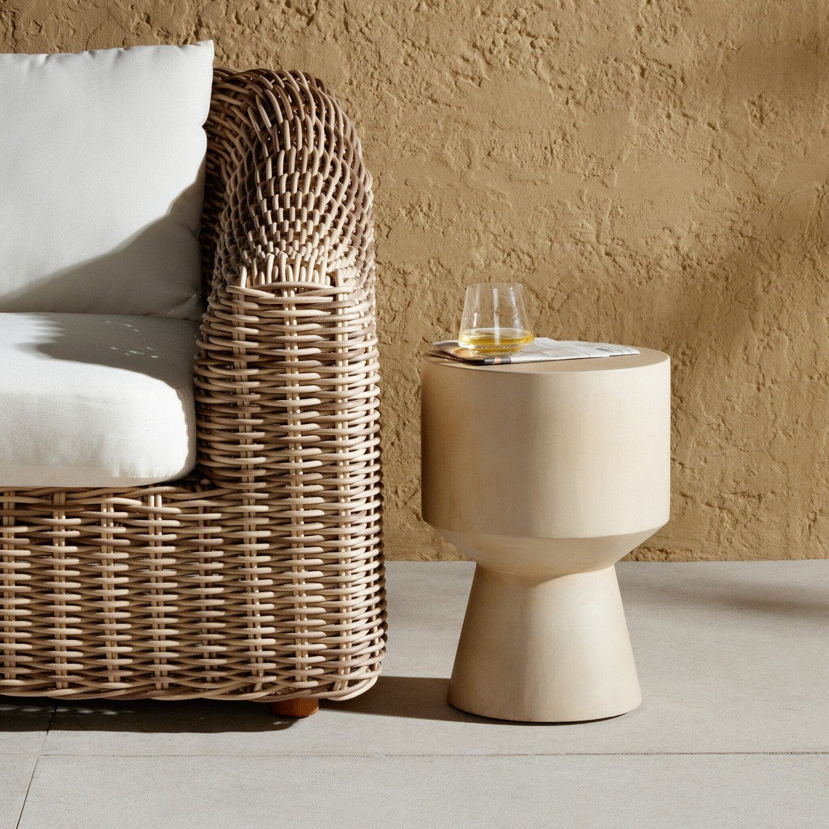 Jovie Outdoor End Table - Ivory Teak