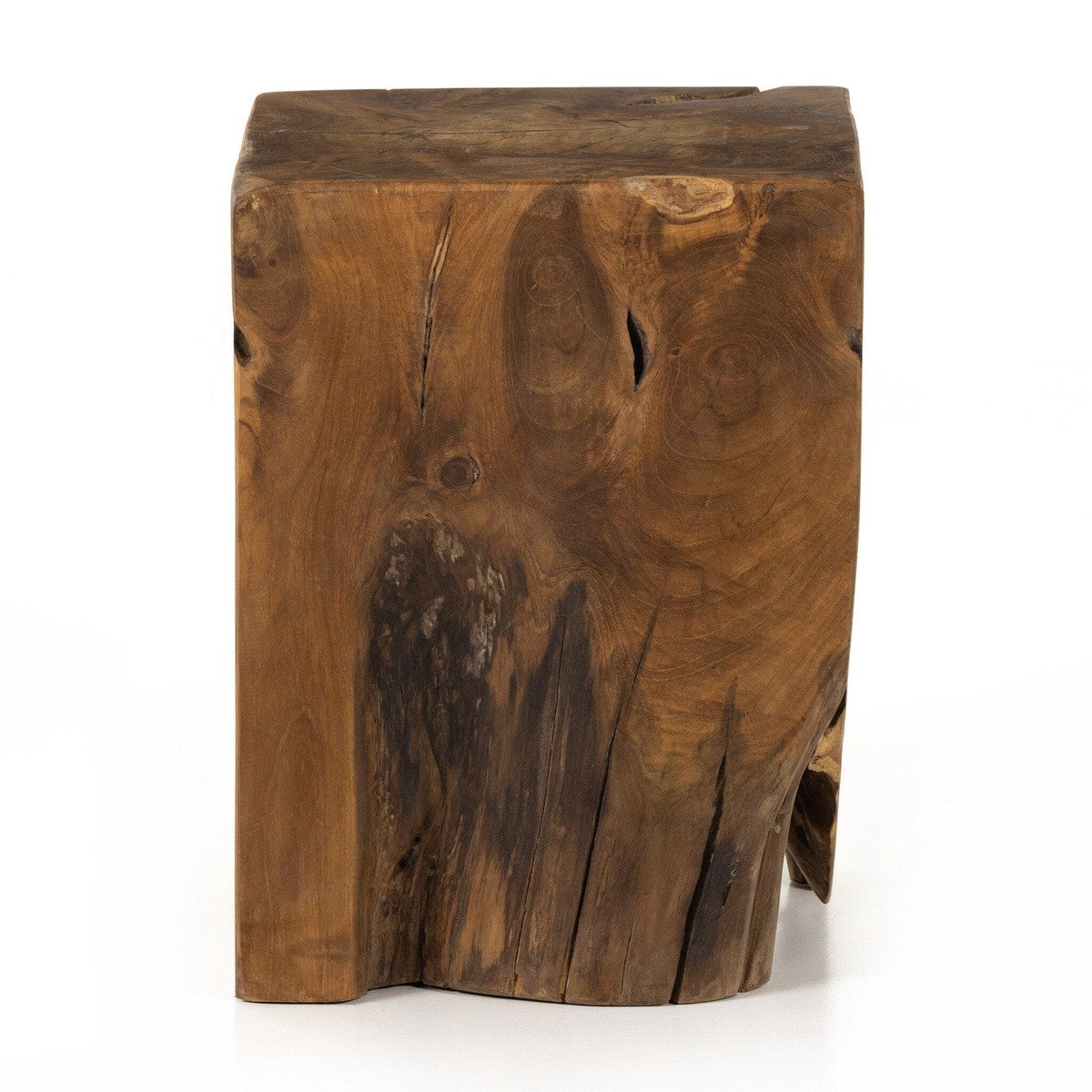 Teak Square Stool - Aged Natural Teak