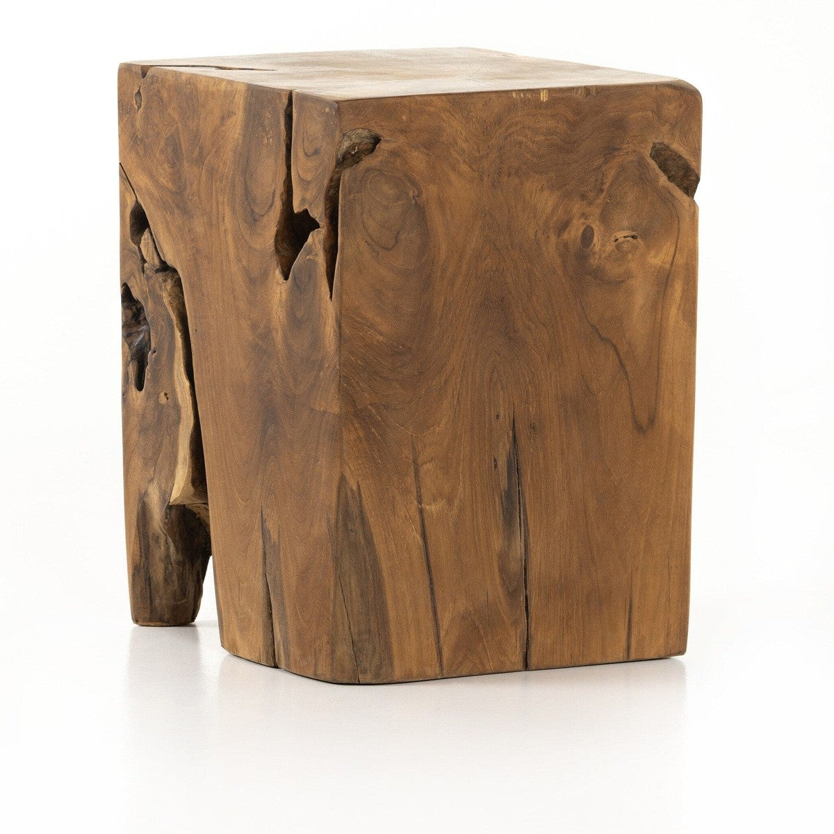 Teak Square Stool - Aged Natural Teak