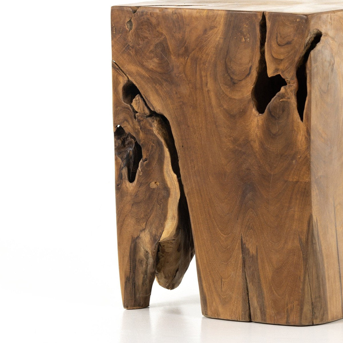 Teak Square Stool - Aged Natural Teak