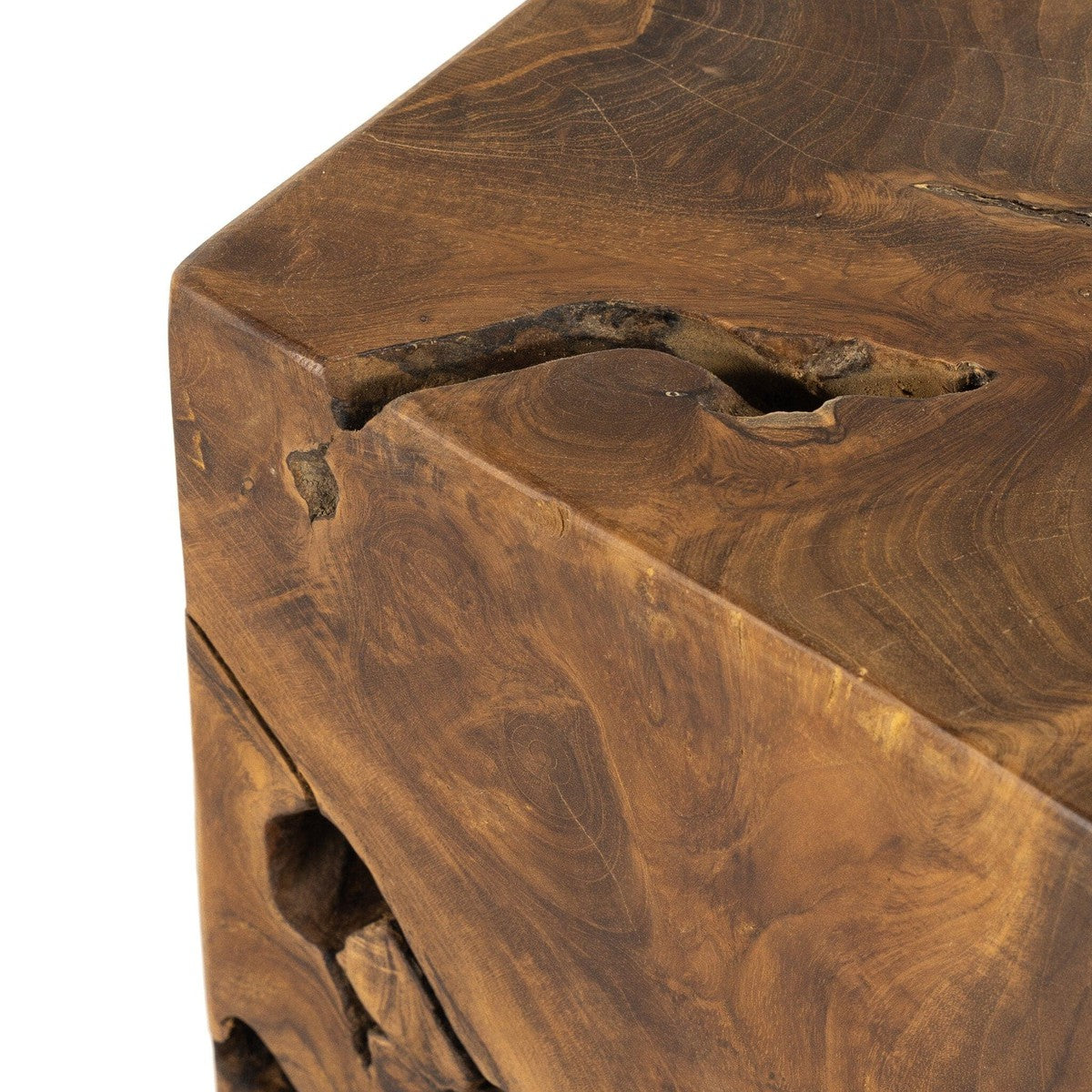 Teak Square Stool - Aged Natural Teak