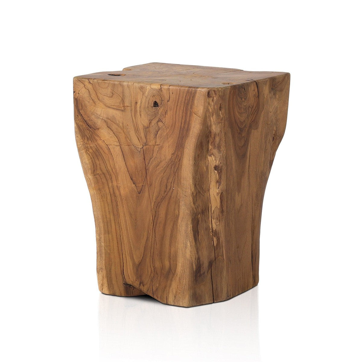 Teak Square Stool - Aged Natural Teak