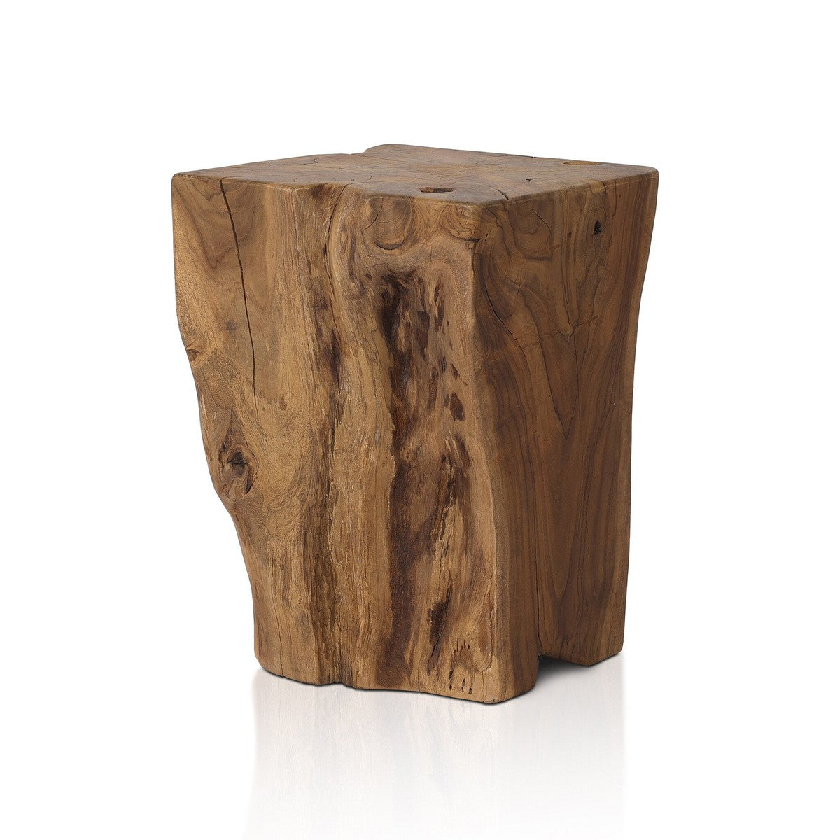 Teak Square Stool - Aged Natural Teak