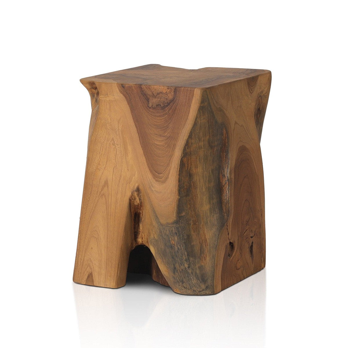 Teak Square Stool - Aged Natural Teak