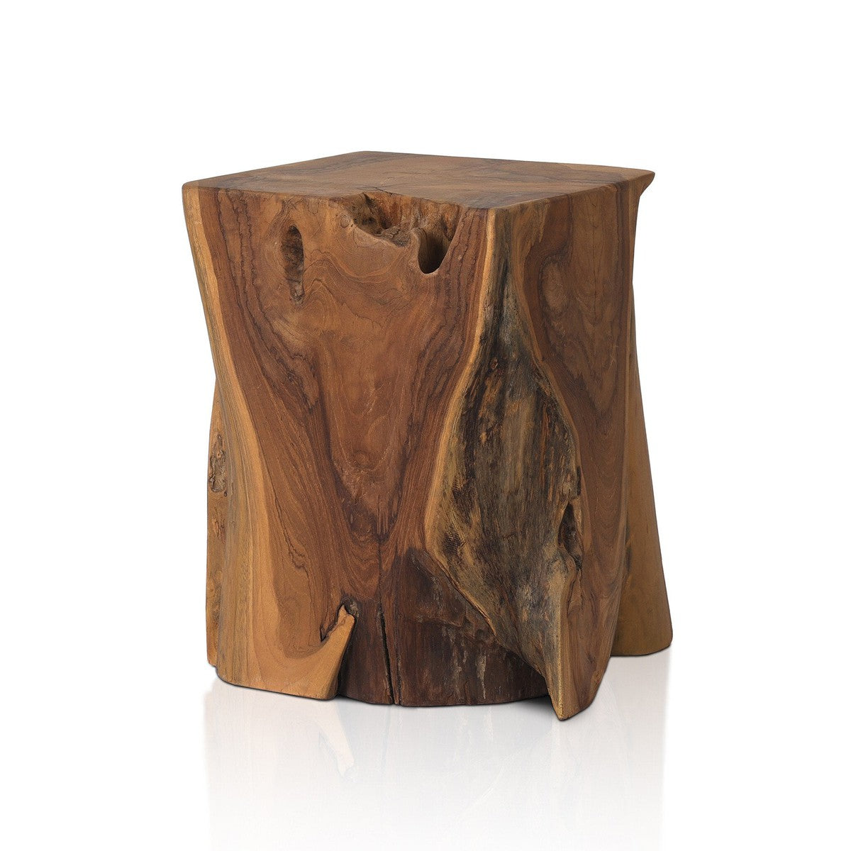 Teak Square Stool - Aged Natural Teak