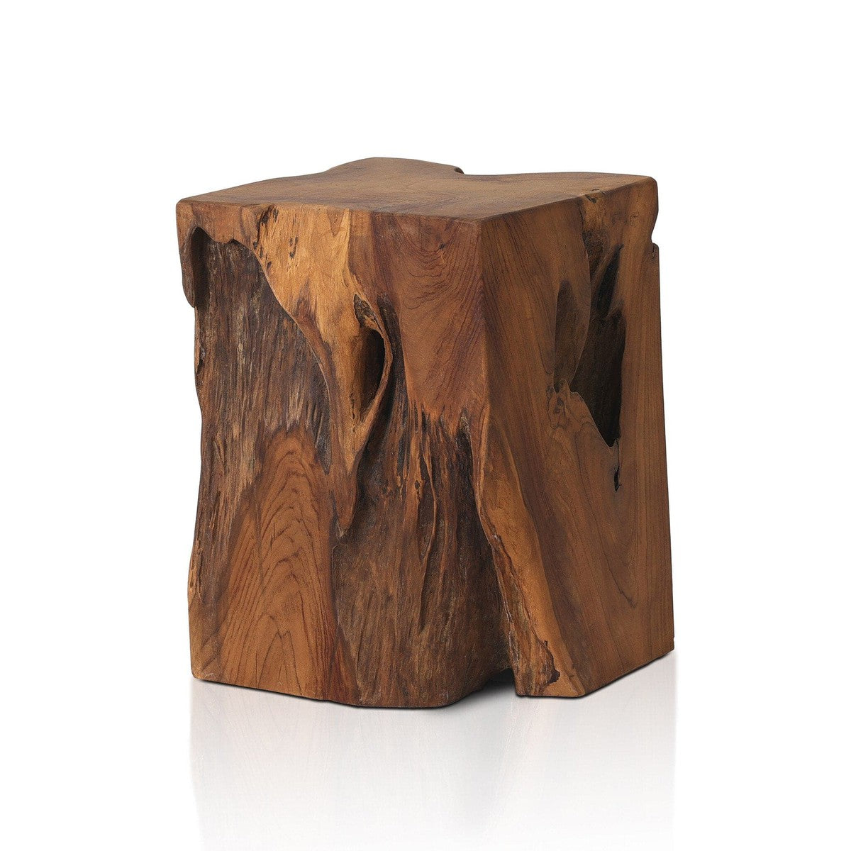 Teak Square Stool - Aged Natural Teak