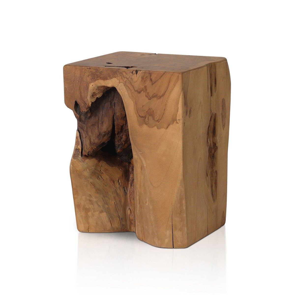 Teak Square Stool - Aged Natural Teak