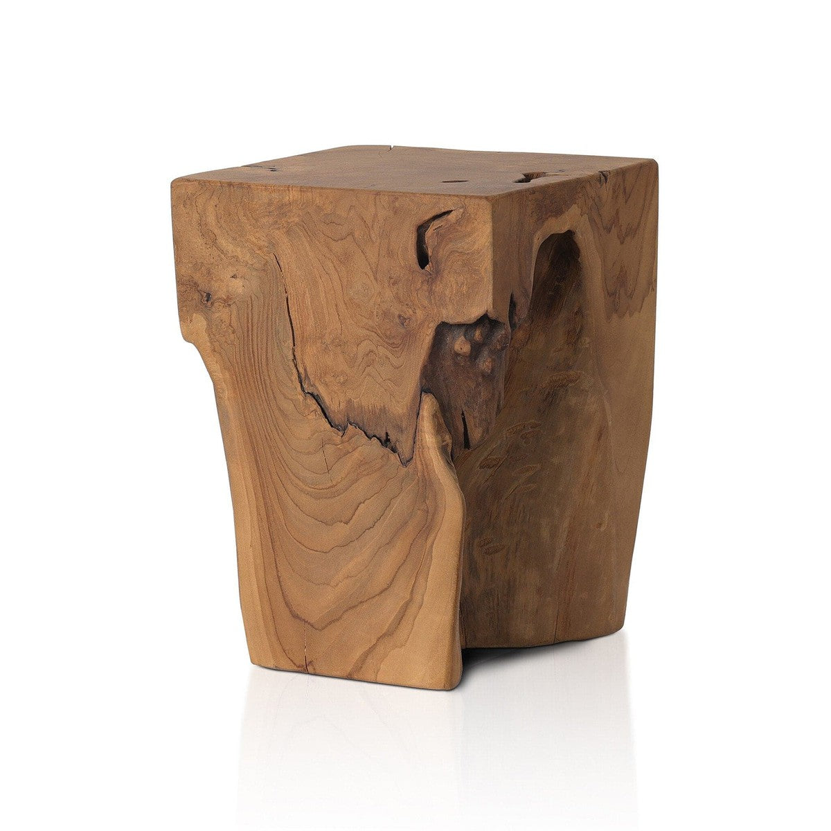 Teak Square Stool - Aged Natural Teak