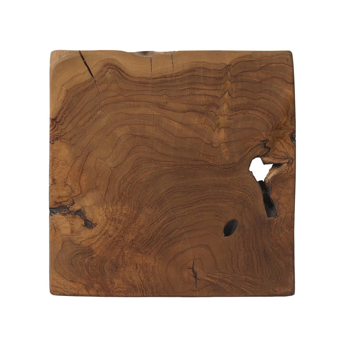 Teak Square Stool - Aged Natural Teak