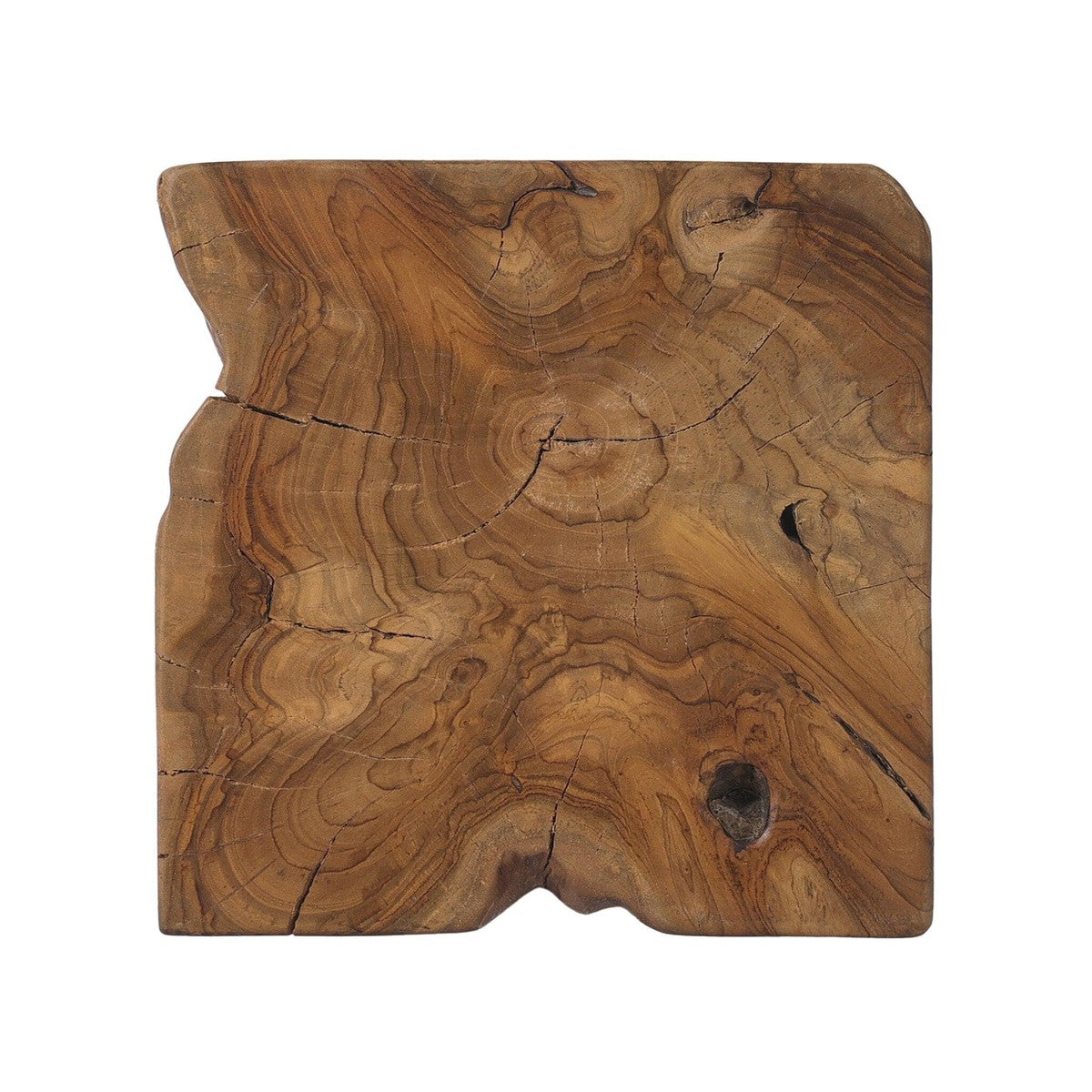 Teak Square Stool - Aged Natural Teak