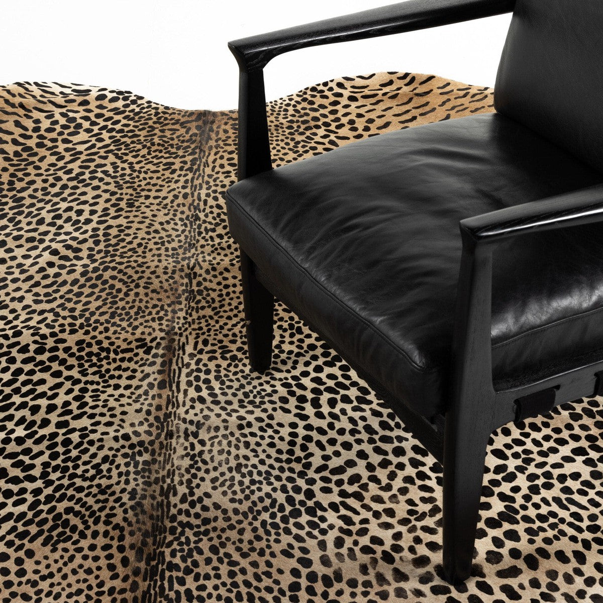 Leopard Printed Hide Rug - Brown & Black Leopard Hair on Hide