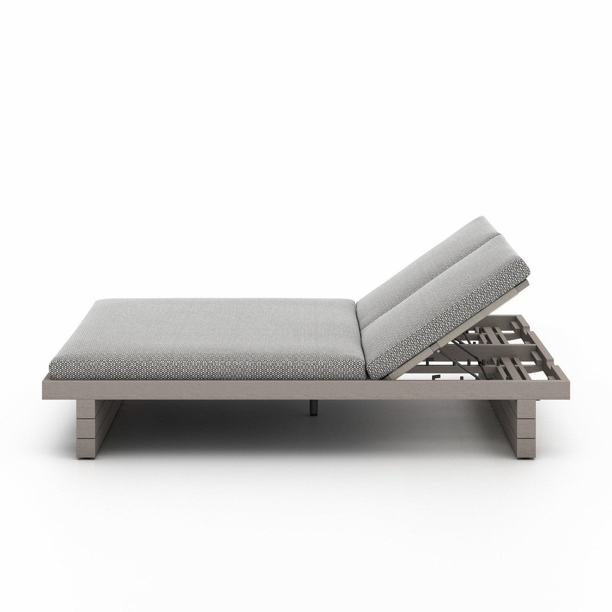 Leroy Outdoor Double Chaise, Weathered Grey - Faye Ash