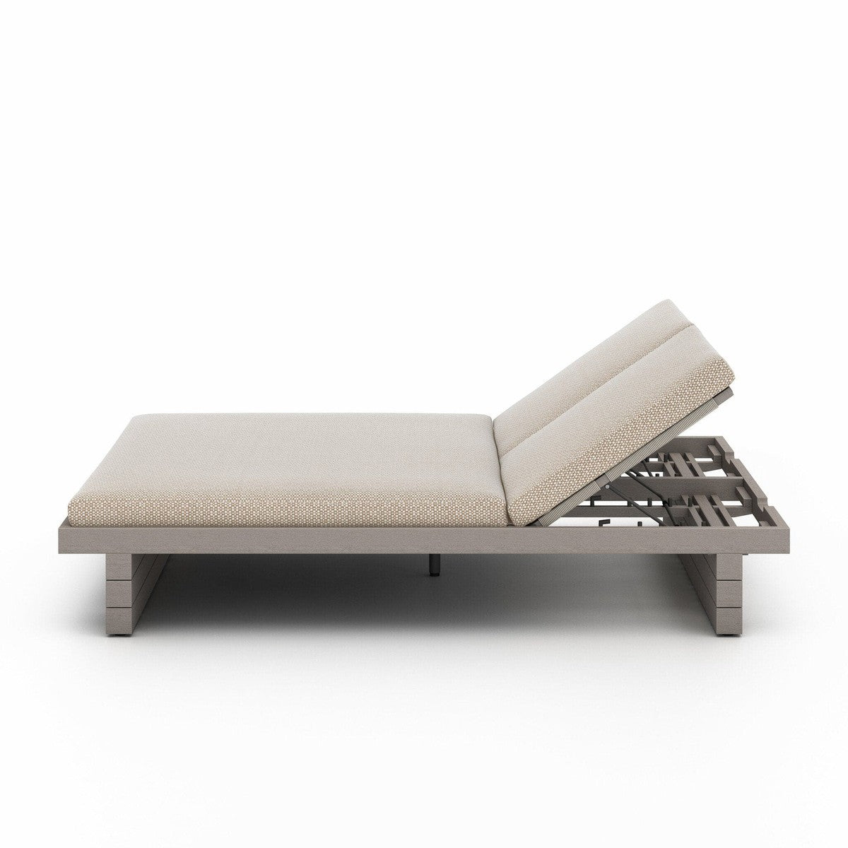 Leroy Outdoor Double Chaise, Weathered Grey - Faye Sand