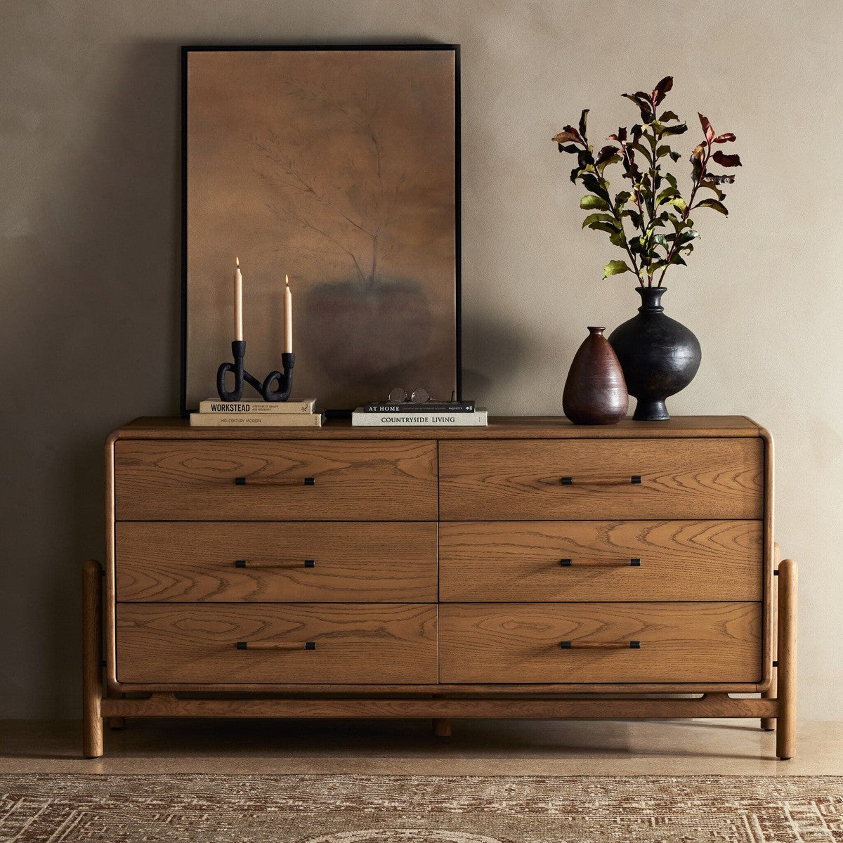 Caroline 6 Drawer Dresser - Smoked Oak Veneer