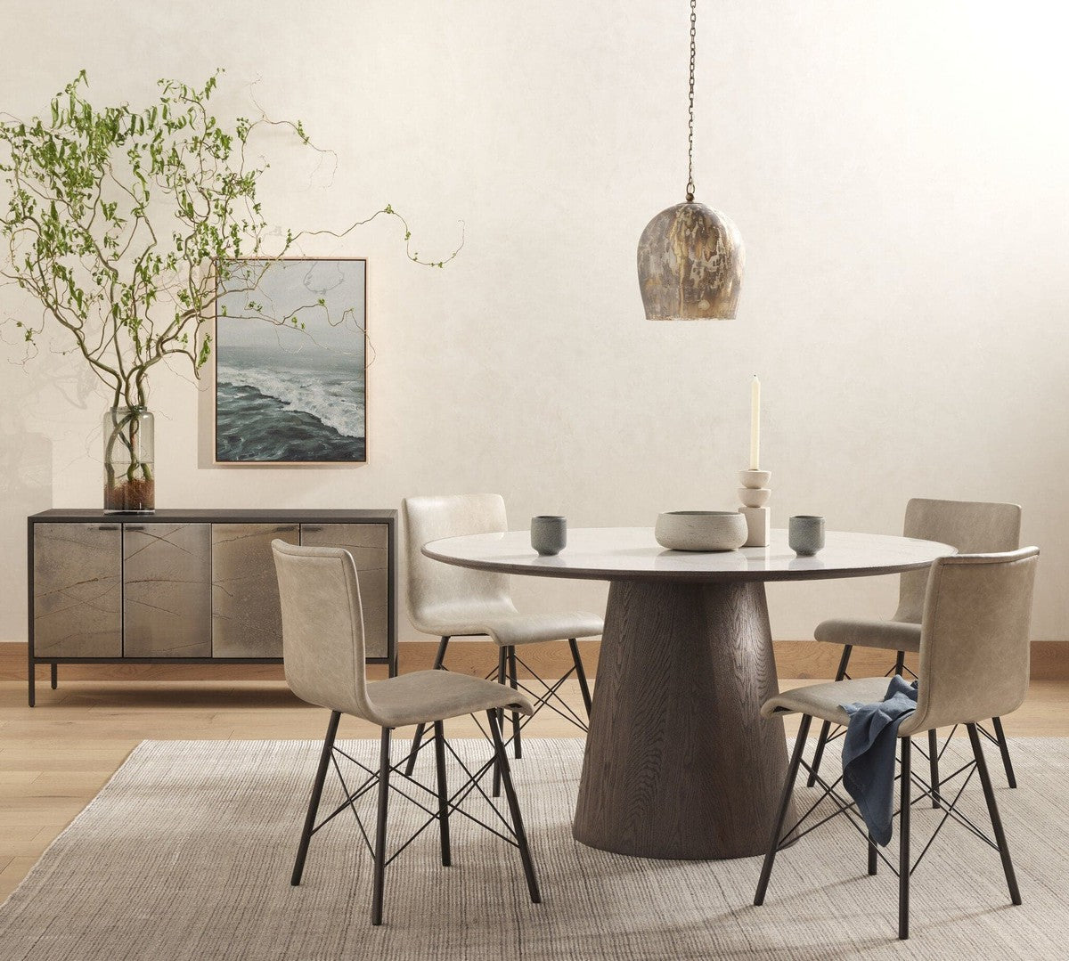 Skye Round Dining Table - White Marble