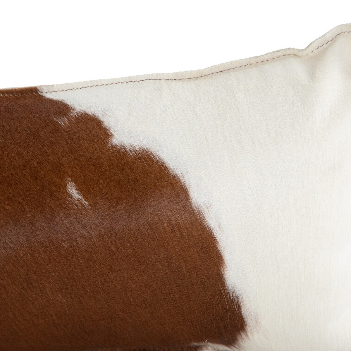 Modern Cowhide Lumbar Pillow - Brown & White Hair on Hide