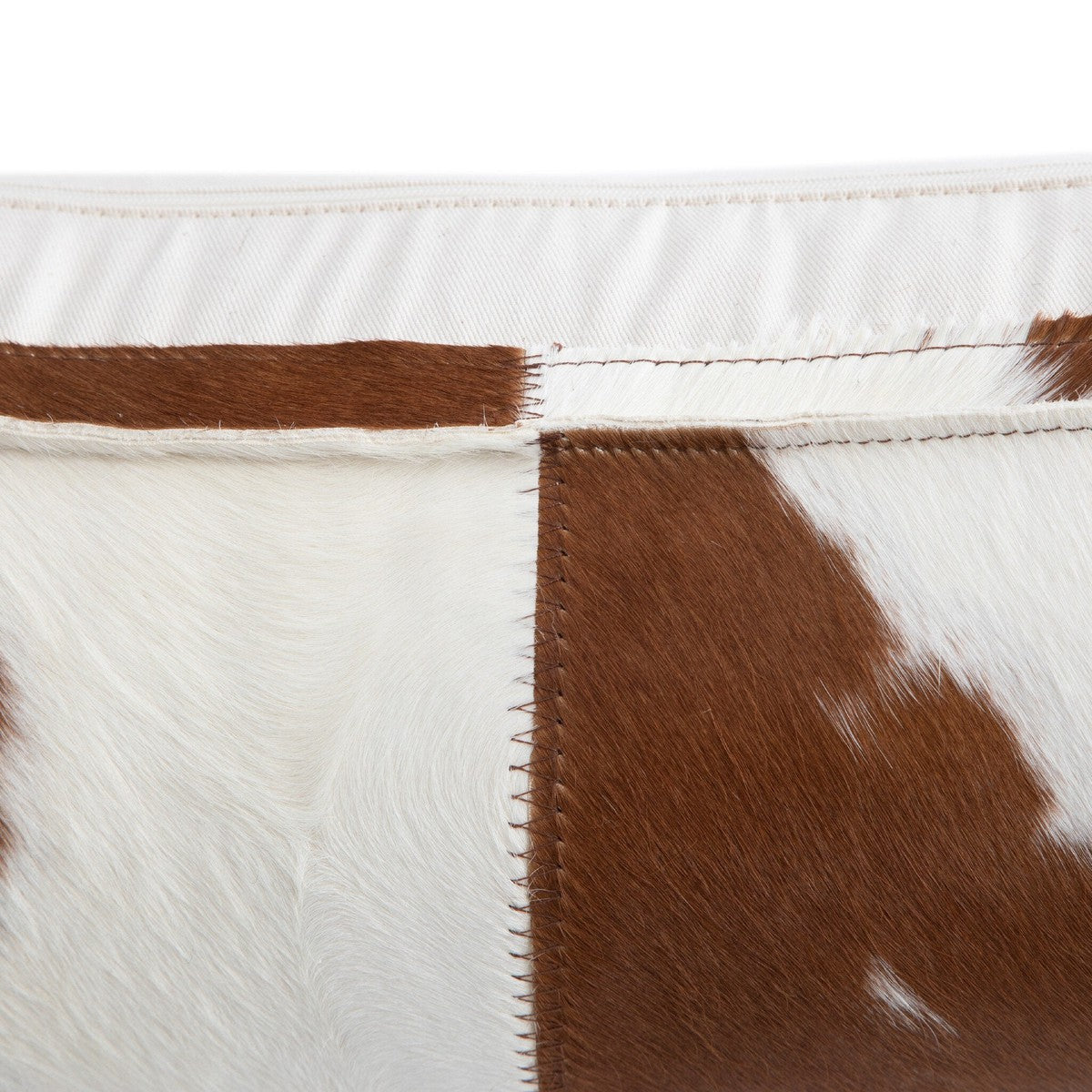 Modern Cowhide Lumbar Pillow - Brown & White Hair on Hide