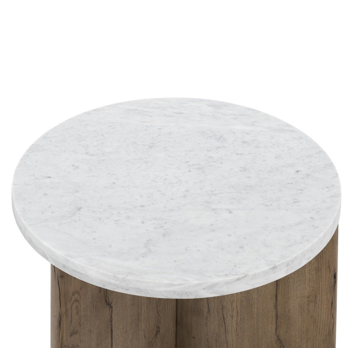 Toli End Table - Italian White Marble & Rustic Grey