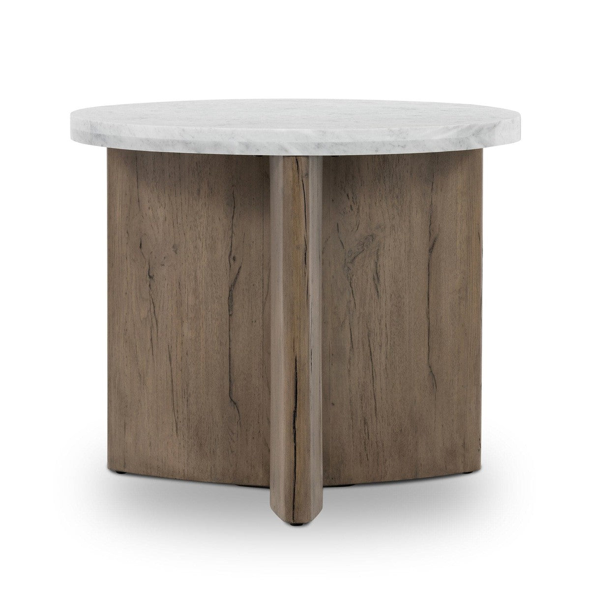 Toli End Table - Italian White Marble & Rustic Grey