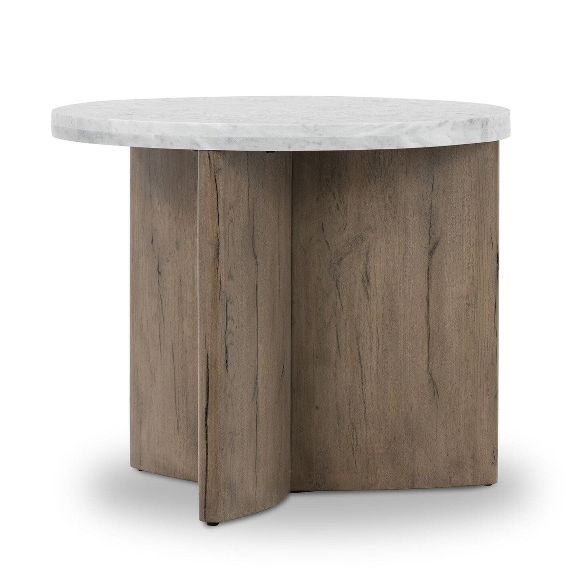 Toli End Table - Italian White Marble & Rustic Grey