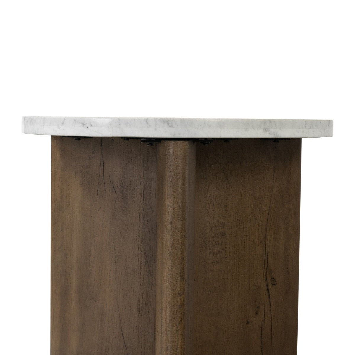 Toli End Table - White Marble & Rustic Fawn