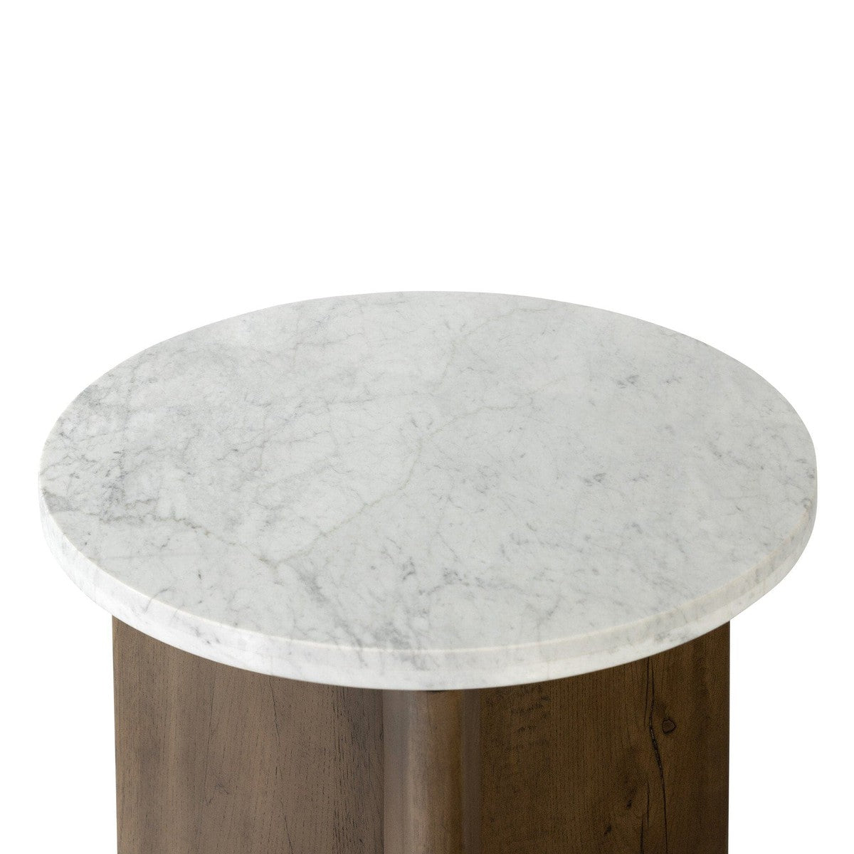 Toli End Table - White Marble & Rustic Fawn