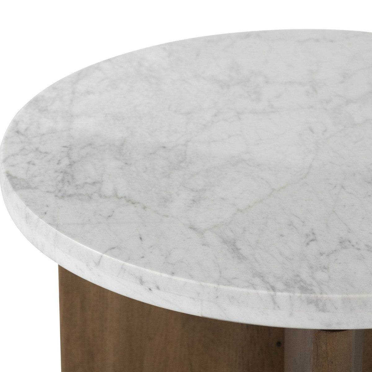 Toli End Table - White Marble & Rustic Fawn