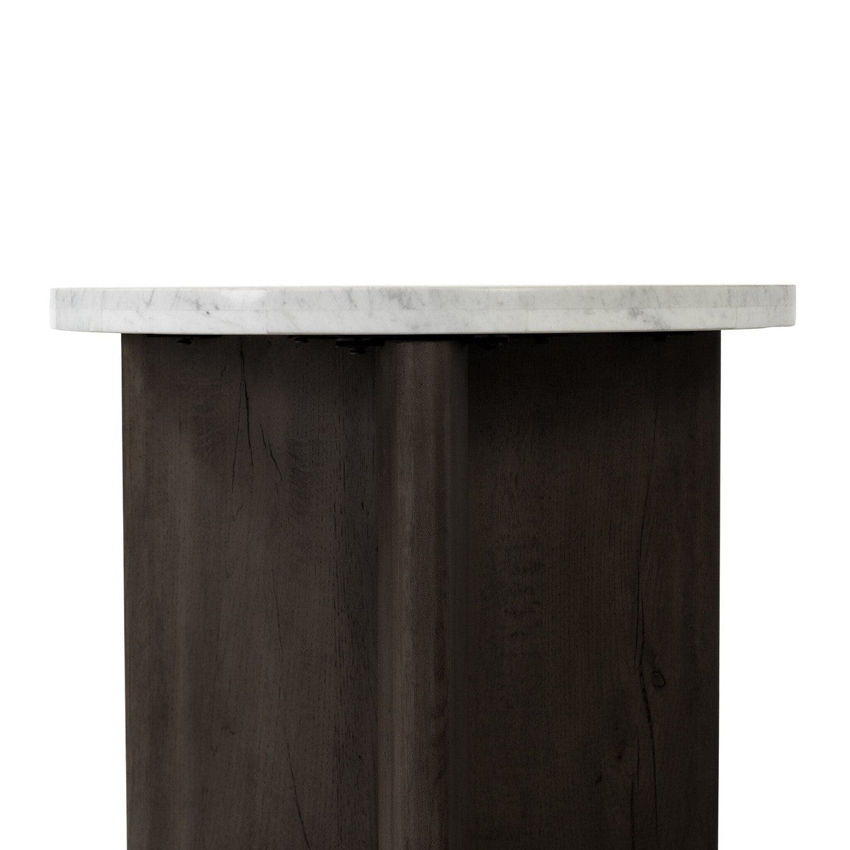 Toli End Table - White Marble & Smoked Black