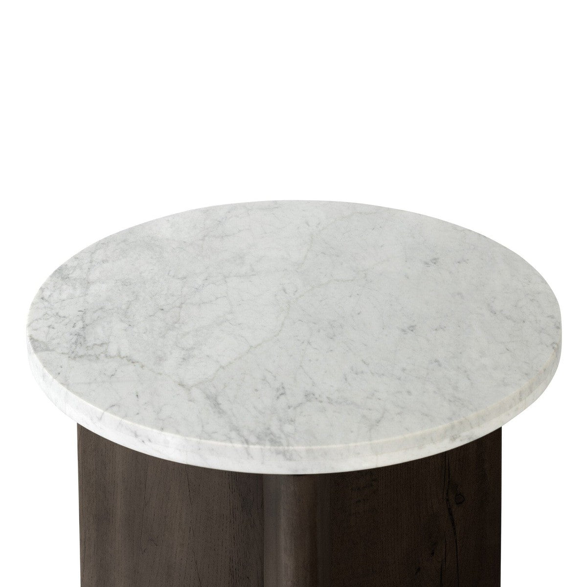 Toli End Table - White Marble & Smoked Black