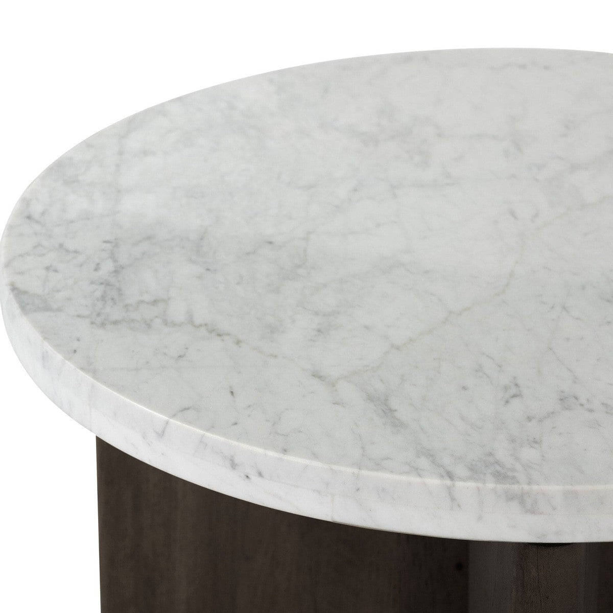 Toli End Table - White Marble & Smoked Black