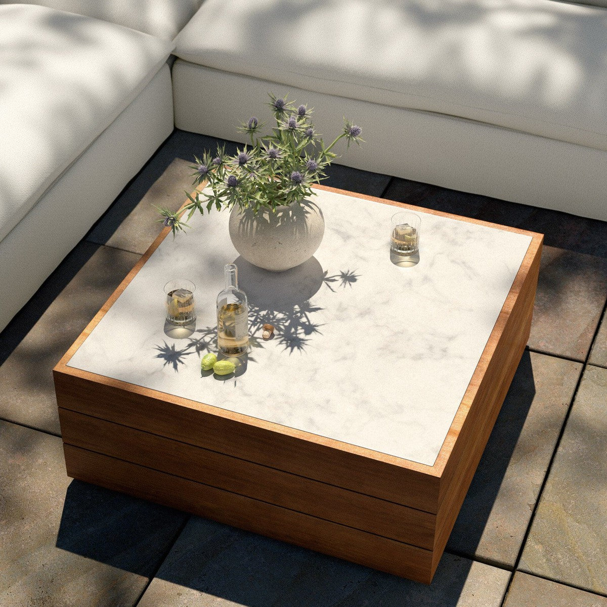 Grant Outdoor Coffee Table - White Marble