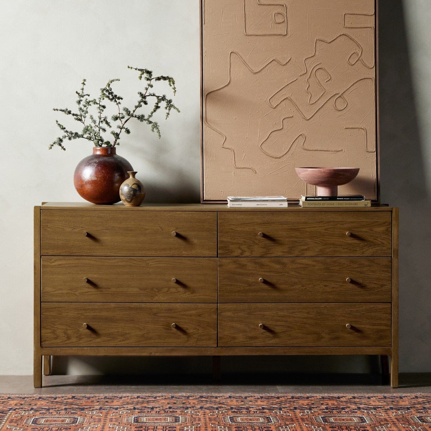 Meadow 6 Drawer Dresser - Tawny Oak Veneer