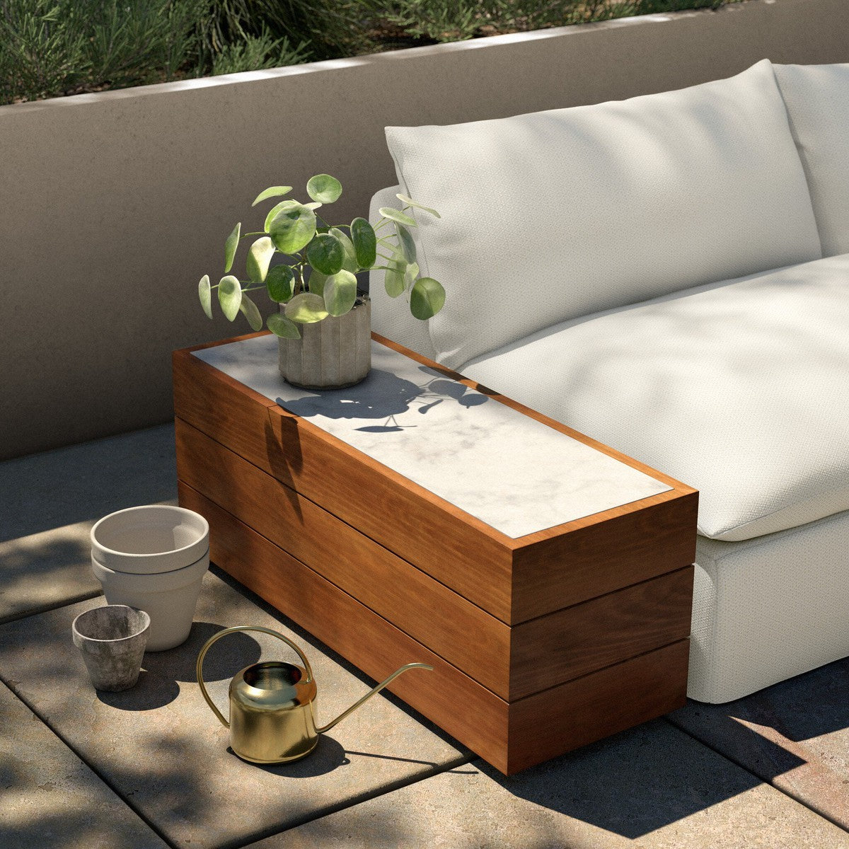 Grant Outdoor End Table - White Marble