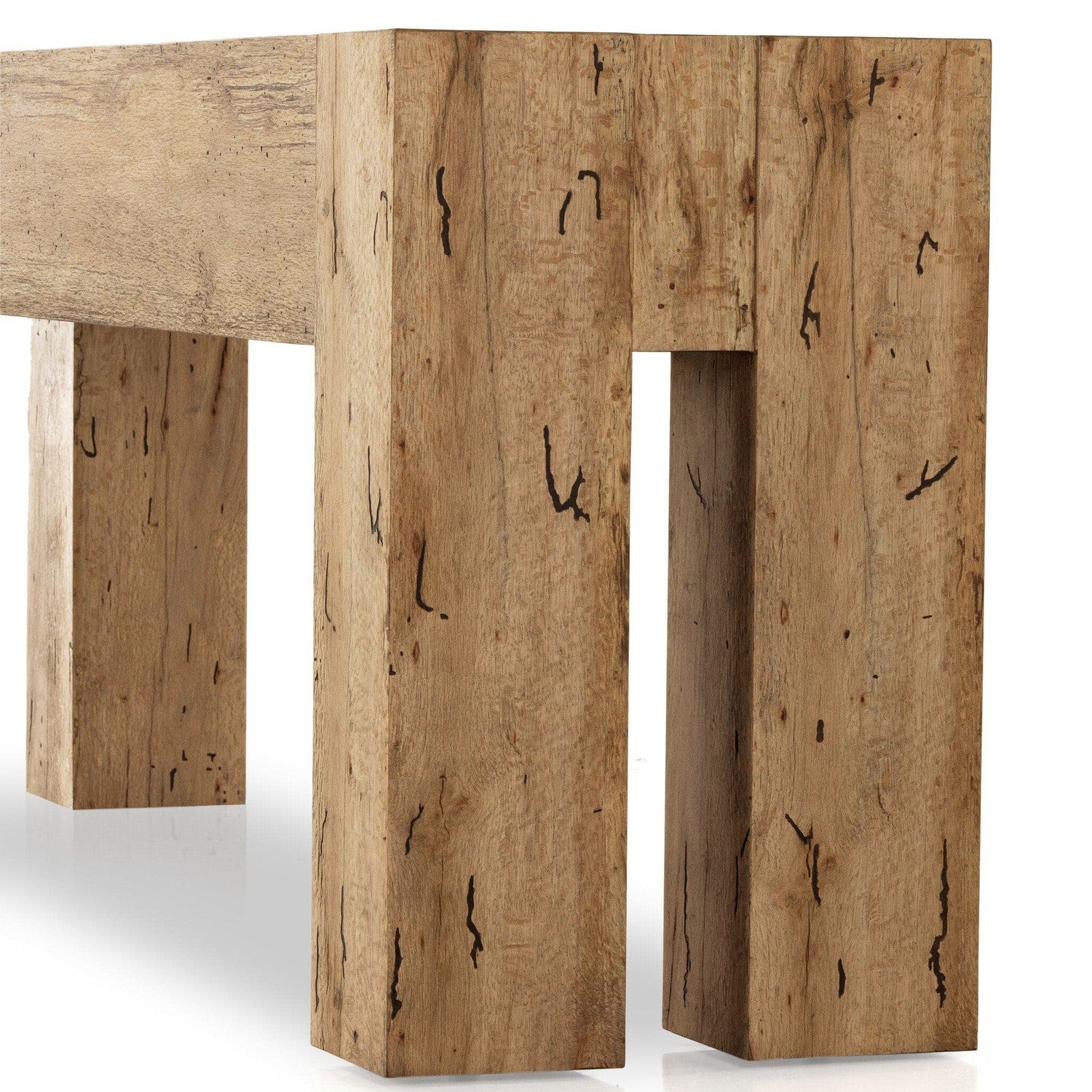 Abaso Console Table - Rustic Wormwood Oak