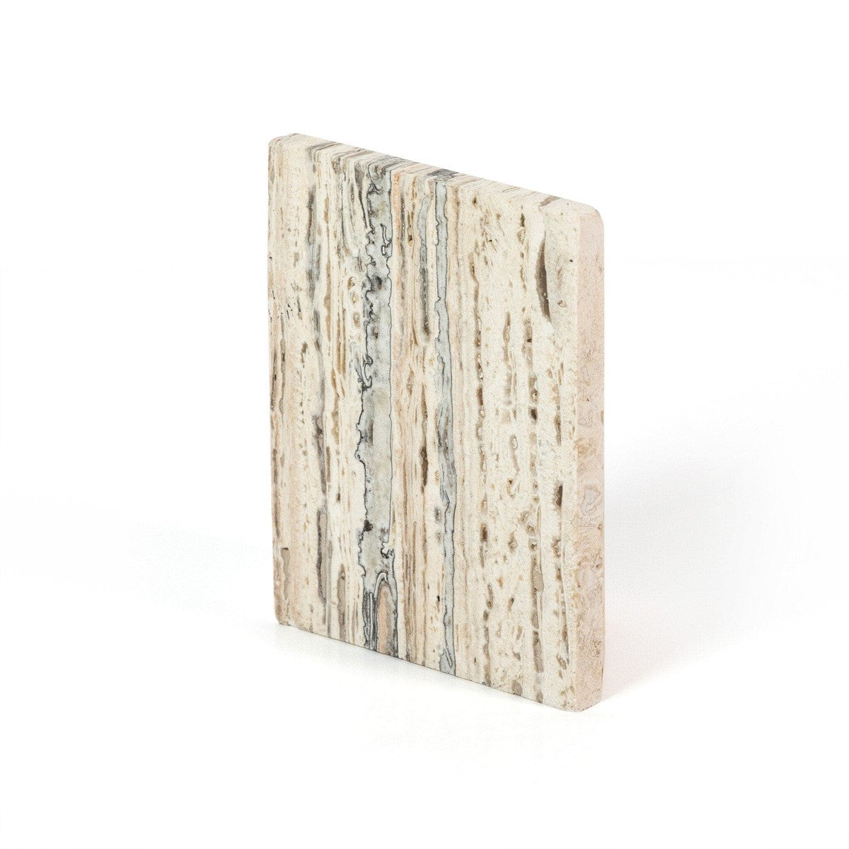 Stepped Bookends - White Travertine