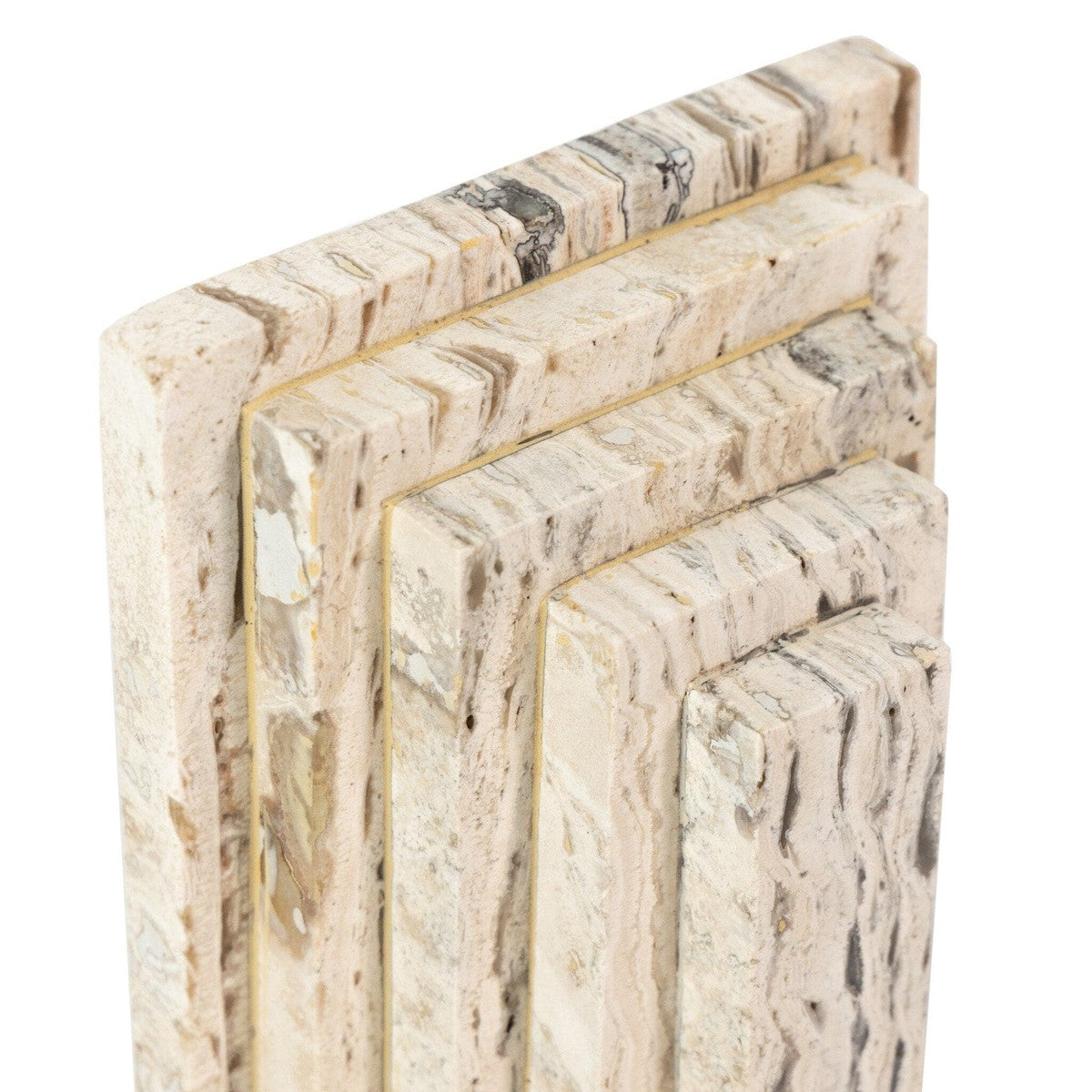 Stepped Bookends - White Travertine