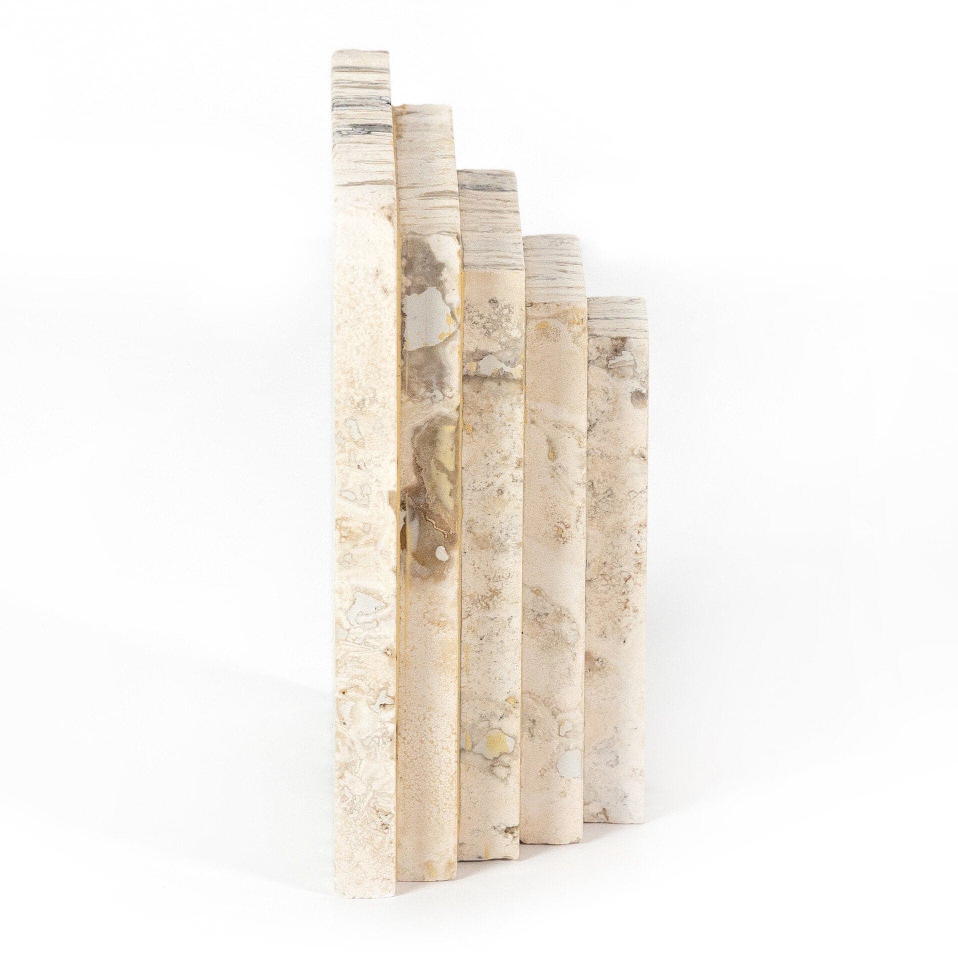 Stepped Bookends - White Travertine