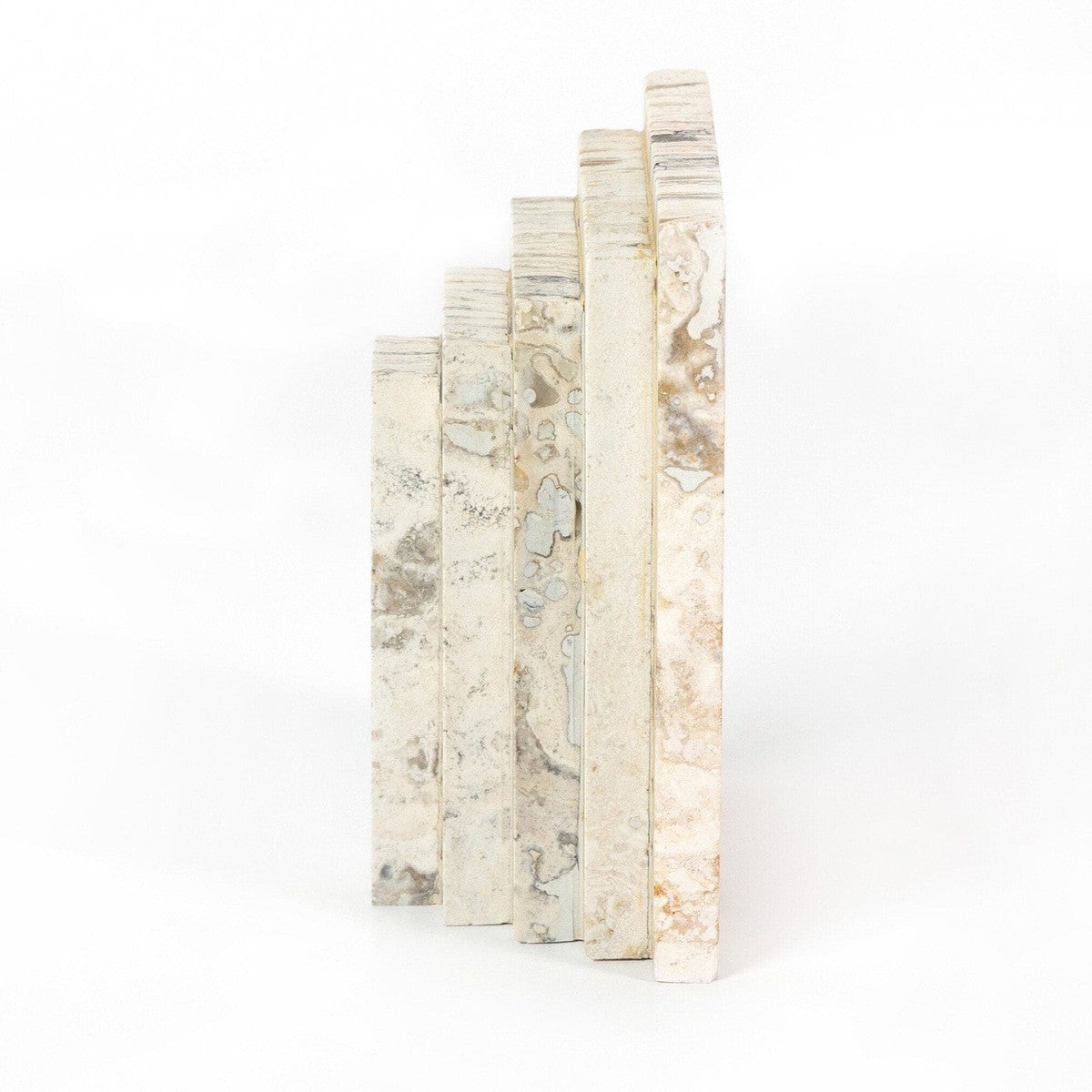 Stepped Bookends - White Travertine