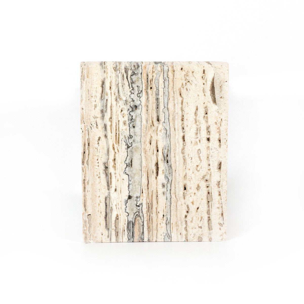 Stepped Bookends - White Travertine