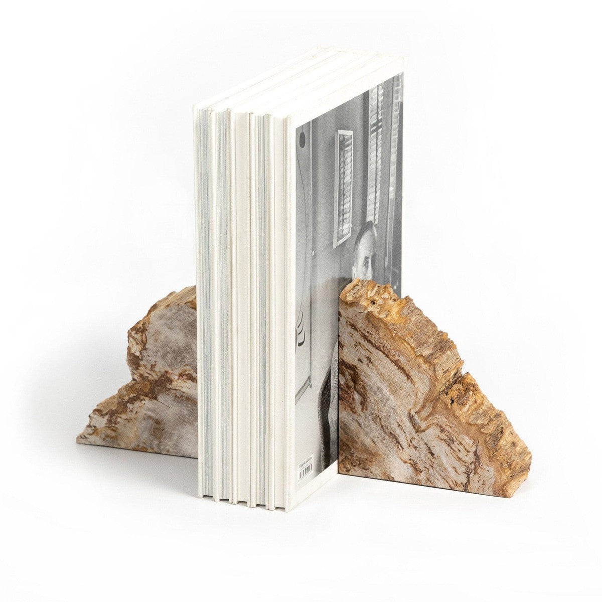 Petrified Wood Book Ends - Light Petrified Wood