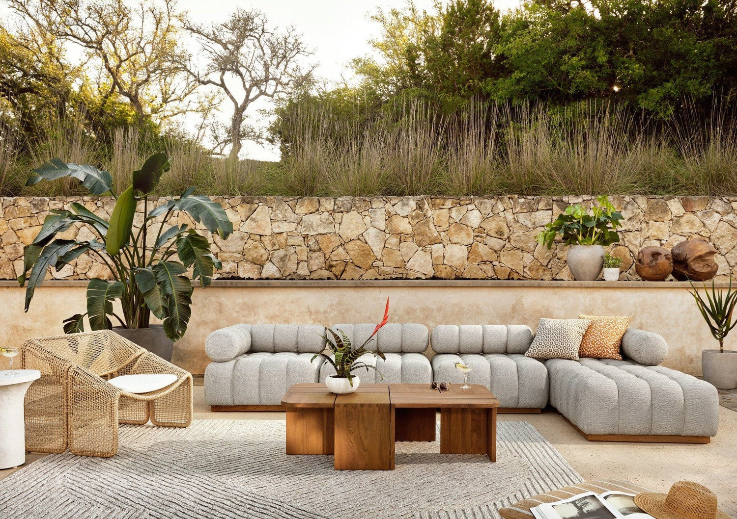 Roma Outdoor 4-Piece Sectional - Faye Ash