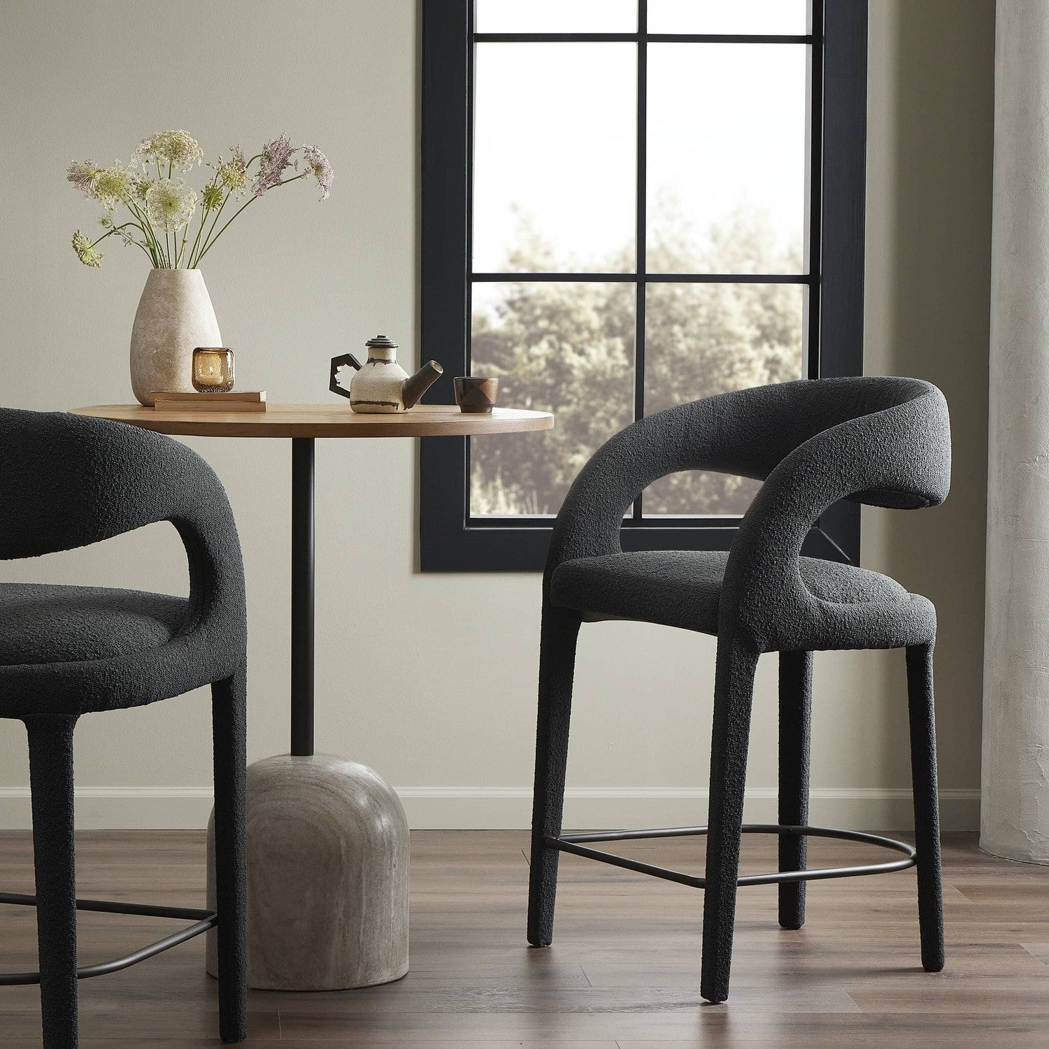 Hawkins Bar + Counter Stool - FIQA Boucle Charcoal