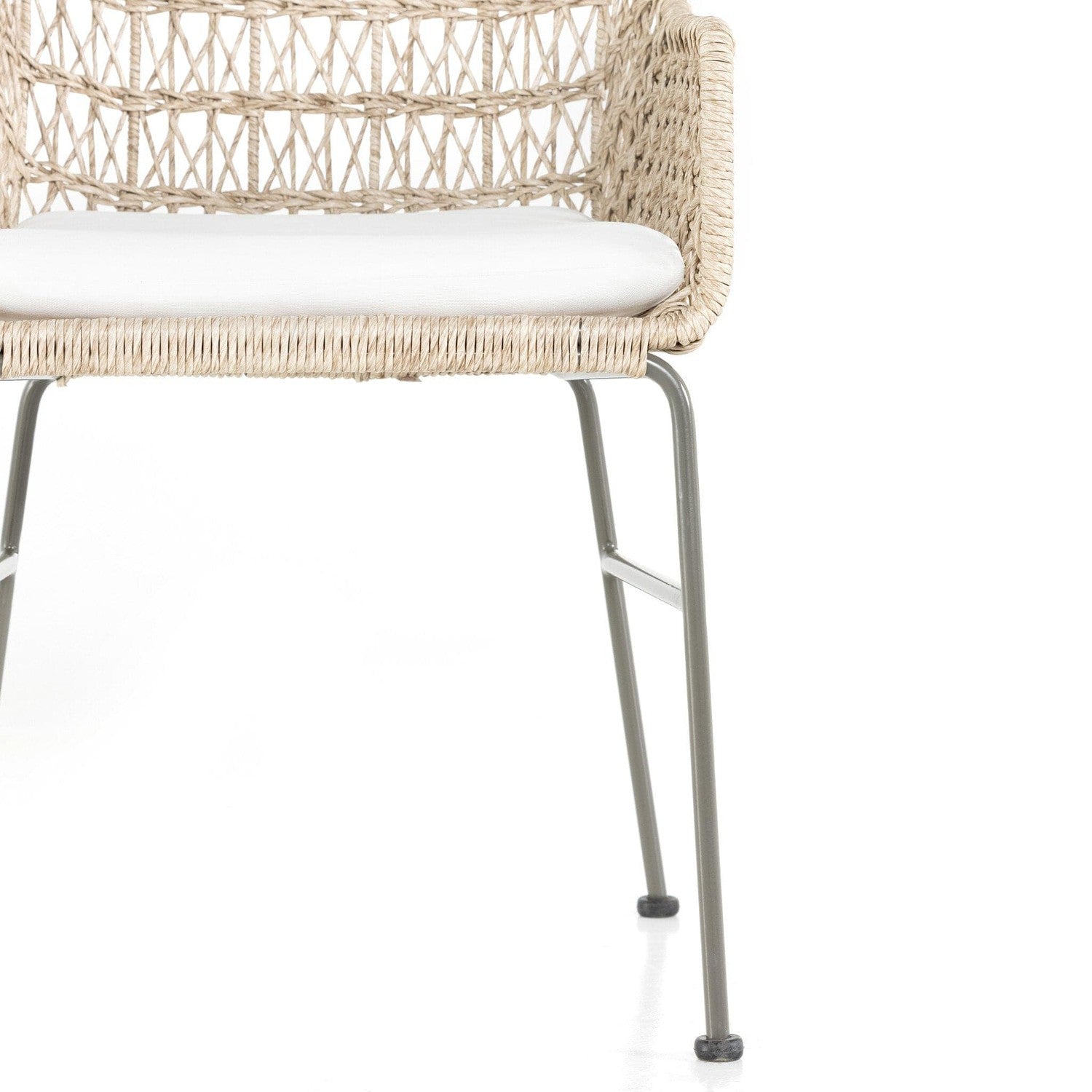 Bandera Outdoor Woven Dining Chair with Cushion - Vintage White - Open Box