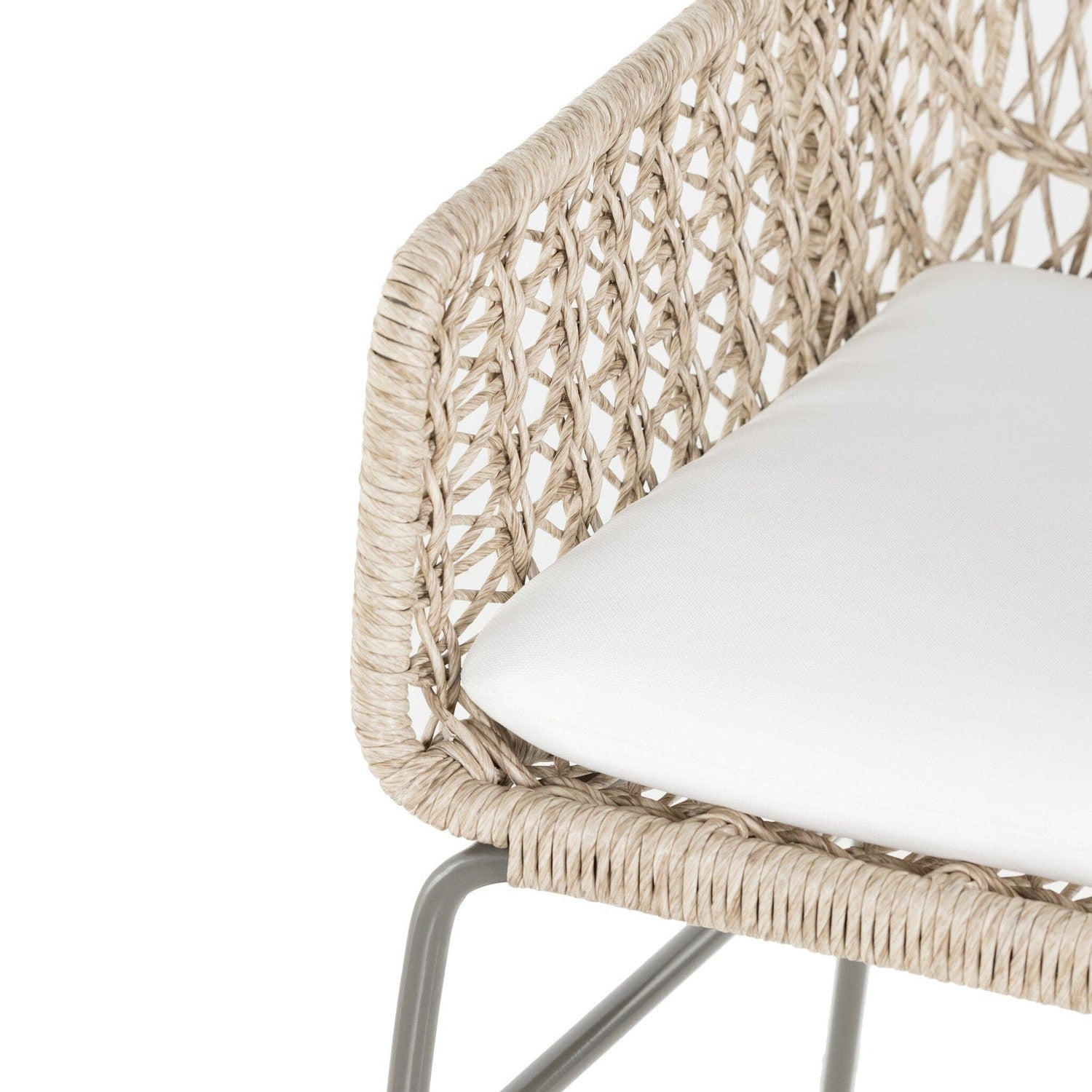 Bandera Outdoor Woven Dining Chair with Cushion - Vintage White - Open Box