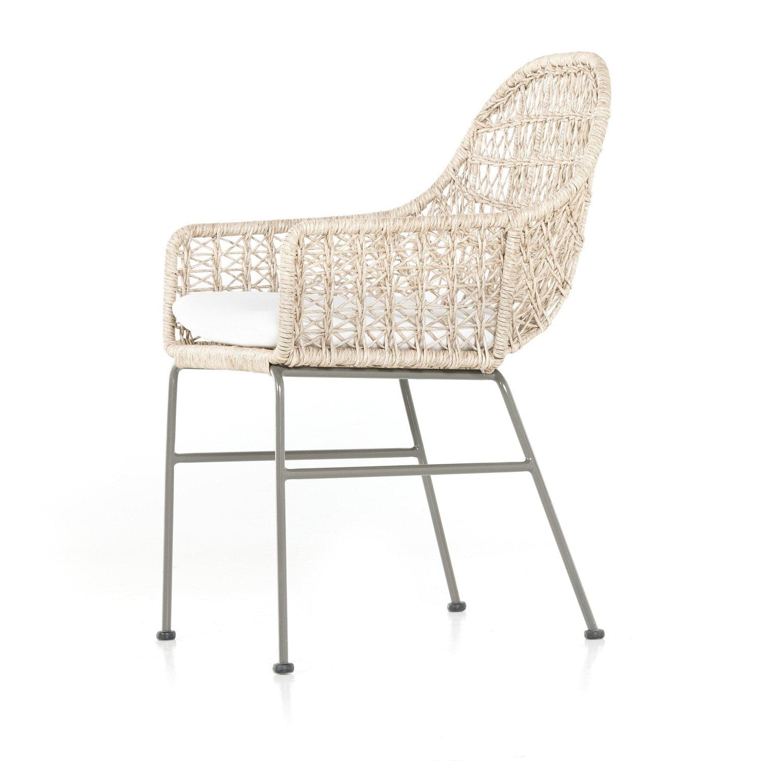 Bandera Outdoor Woven Dining Chair with Cushion - Vintage White - Open Box