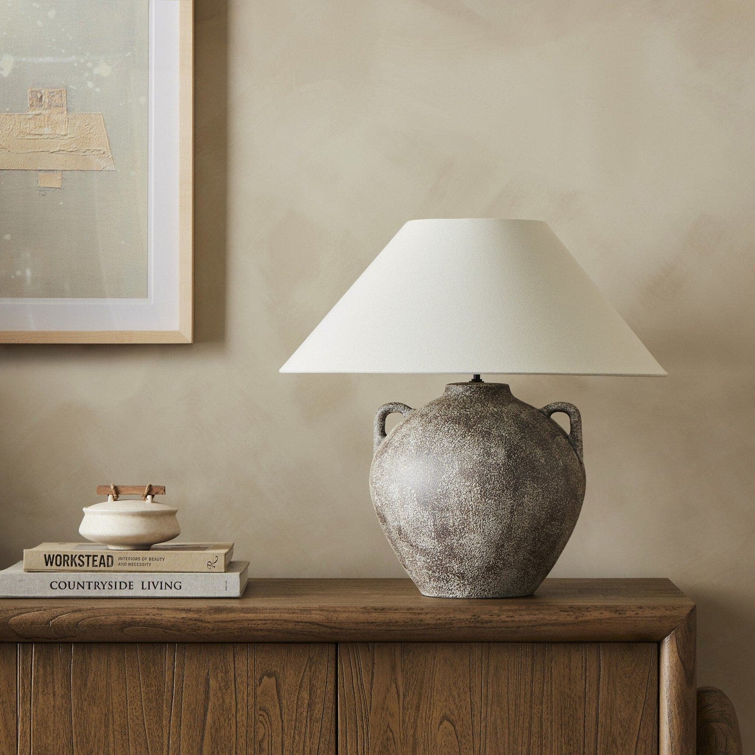 Mays Table Lamp - Vintage Brown Porcelain Ceramic