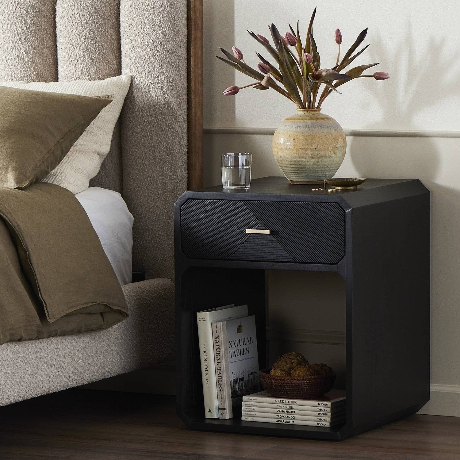 Caspian Nightstand - Black Ash Veneer