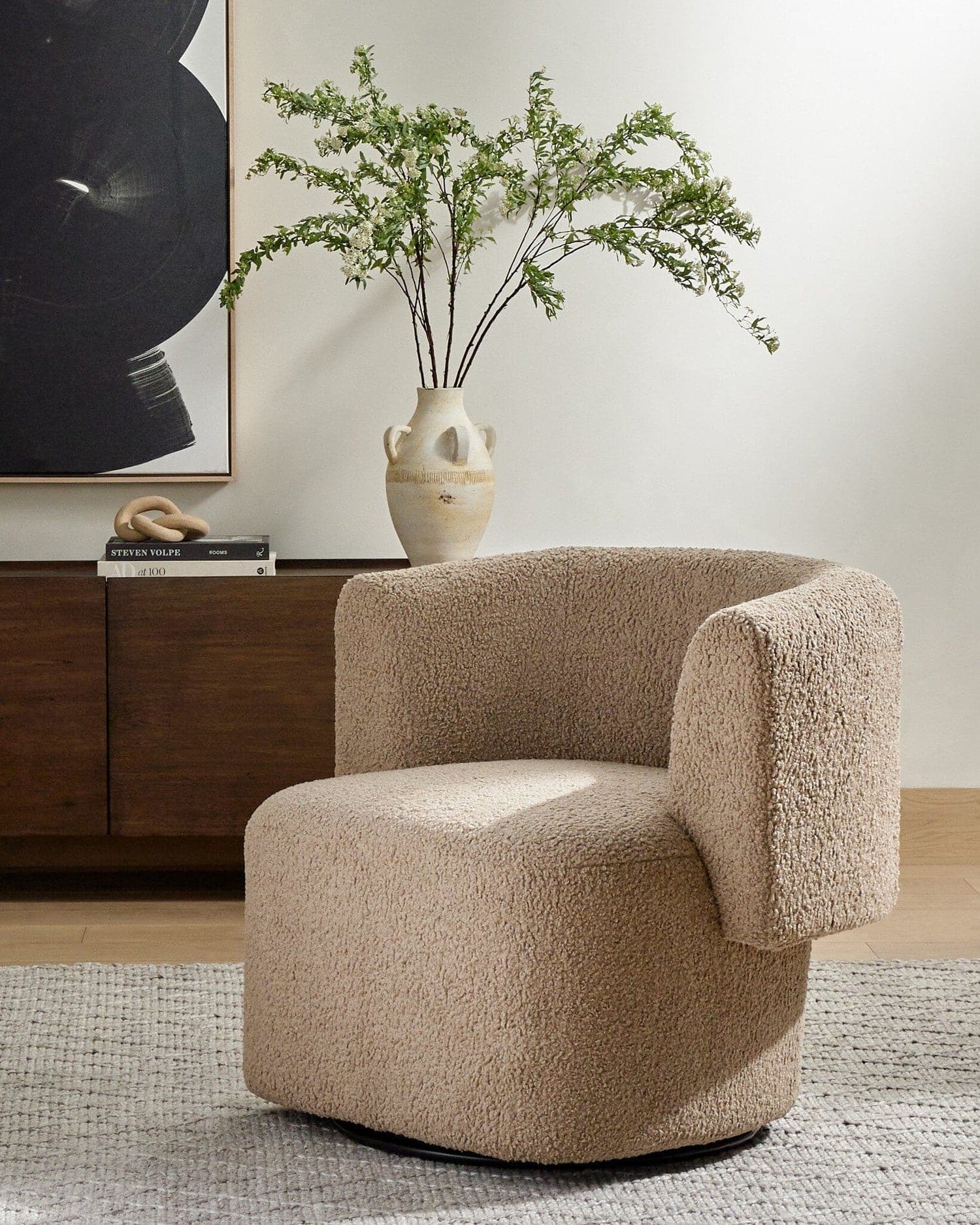 Tybalt Swivel Chair - Sheepskin Camel